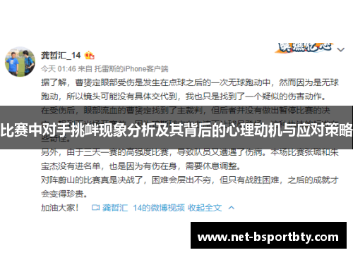 比赛中对手挑衅现象分析及其背后的心理动机与应对策略